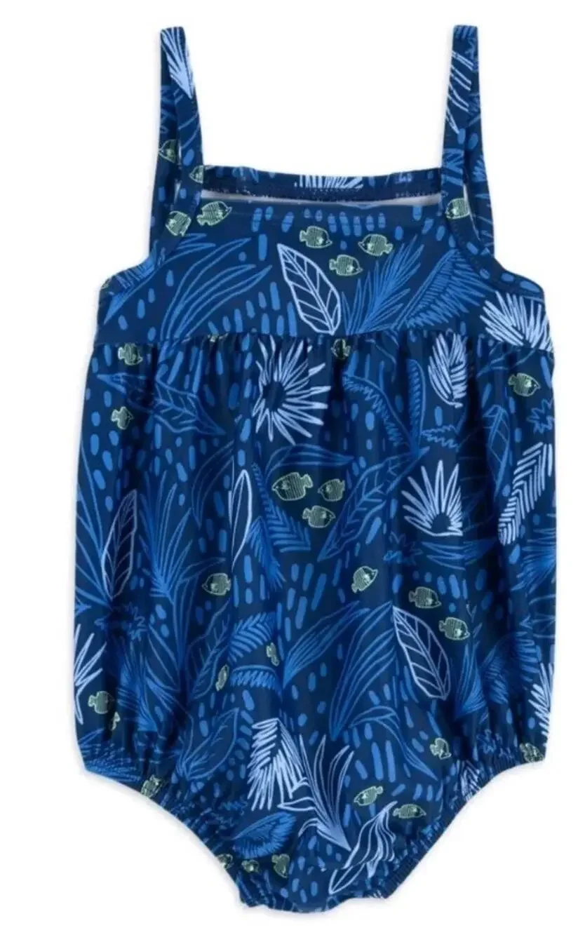 Carter's Girls UPF 50+ One Piece Swimsuit School Of Fish Print Blue 6 9 Month